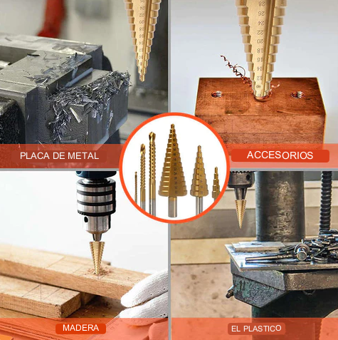 SET DE 3 BROCAS ENCALONADAS+ WINCHA LASER