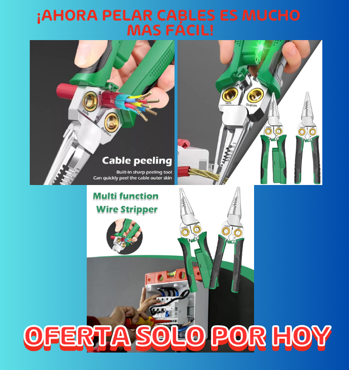 ALICATE DE ELECTRICISTA MULTINCIONAL 8 EN 1 -INTELIGENTE CON MEDIDOR DE VOLTAJE