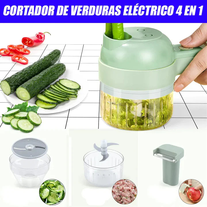 Cortador de verduras eléctrico 4 en 1