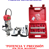 Combo Ruteadora + Kit De cuchillas fresadoras 12Pcs
