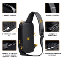 MORRAL ANTIRROBO DE CUERO IMPERMEABLE Y CON CLAVE DE SEGURIDAD