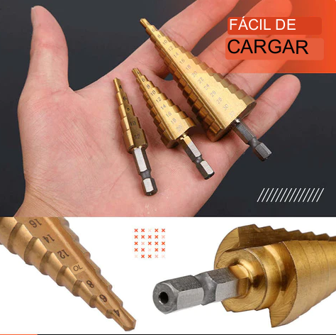 SET DE 3 BROCAS ENCALONADAS+ WINCHA LASER
