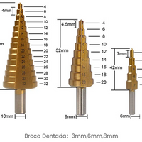 SET DE 3 BROCAS ENCALONADAS+ WINCHA LASER