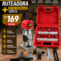 Combo Ruteadora + Kit De cuchillas fresadoras 12Pcs