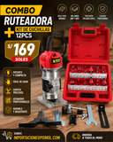 Combo Ruteadora + Kit De cuchillas fresadoras 12Pcs