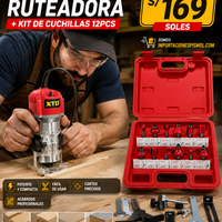 Combo Ruteadora + Kit De cuchillas fresadoras 12Pcs