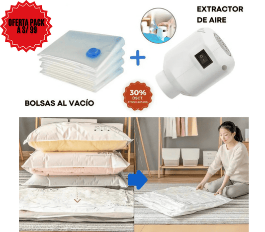 PACK BOLSAS AL VACÍO + EXTRACTOR DE AIRE PORTÁTIL