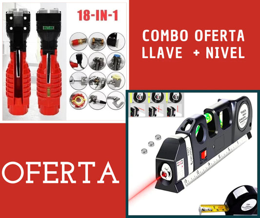 LLAVE 18 EN 1 + NIVEL LASER